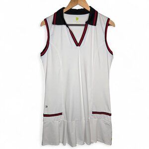 Pure‎ Lime Sleeveless Tennis Mini Dress Women's Pleated Hem Collared Sporty L